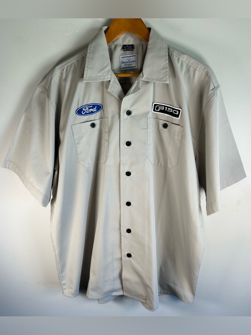 Mechanic Style Button Down Shirt Size XL Gray Blue Ford F-150 Emblem Logo NWOT